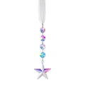 Colorful iridescent acrylic star suncatcher ornament with beads and white ribbon hanger - AB Star