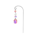 Acchiappasole da giardino argento con cristalli a goccia iridescenti e luna - Ciondolo a Griglia / Lunghezza Totale 17cm / Argento