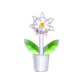 Handcrafted mini crystal flower figurine in a faceted clear pot for elegant desktop decoration - Pink Small Floral / 48x82.5mm