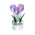 Elegant purple crystal tulip flower ornament in a faceted clear crystal glass pot - 40.8x91mm / Tulip - Purple