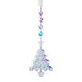 Iridescent acrylic Christmas tree ornament with faceted beads and white ribbon hanger. - AB Iridescent Christmas Tree