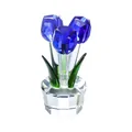 Elegant blue crystal tulip flower figurine in a clear faceted base for home decoration - 40.8x91mm / Blue Tulip