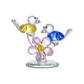 Luxury faceted crystal bird and flower figurine for elegant home tabletop decor - Pair of Birds with Pink Flower / 94x50x78mm