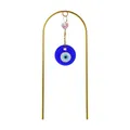 Paletto da giardino dorato con ciondolo malocchio blu e perla di cristallo cangiante - Ornamento Sospeso Evil Eye / Lunghezza Totale 36cm / Oro