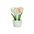 Iridescent crystal tulip bouquet ornament in a clear faceted glass vase variant - Aurora Tulip