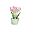 Elegant handcrafted pink crystal tulip flower ornament in a clear faceted crystal pot - Pink Tulip
