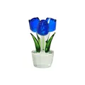 Exquisite handmade blue crystal tulip bouquet figurine with clear base for home decor - Tulip - Medium Blue