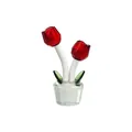 Elegant red crystal tulip buds figurine in clear pot home and office table decoration - Two Tulips - Red / 67x108mm