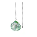 Grüne irisierende Glasmuschel Deckenventilator Zugkette mit silberner Kugelkette Verlängerung - Muschel-Zugkette / Ca. 56CM Länge (37.5g) / Grün