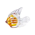 Figura artesanal de pez en cristal ámbar y transparente para la decoración del hogar - Dorado