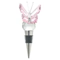 Elegant pink crystal butterfly wine bottle stopper featuring a multi-faceted clear diamond ball - Pink Butterfly Wine Stopper