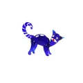 Figura de gato de vidrio azul soplado con rayas y puntos blancos - Gato Azul Medio con Lunares (LSSJBJ587) / 75x19x42mm