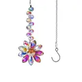 Acchiappasole artigianale in cristallo colorato AB con perle sfaccettate e girasole - Piccoli Fiori / 34.5cm / Rosso e Verde
