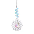 Detail view of crystal sunflower suncatcher with iridescent AB coated prism beads - Sunflower (Strawberry Bead) / Total Length 27cm / Clear