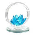 Elegantes blaues Kristall-Lotusblumen-Ornament mit klarem Kreisrahmen - Runder Rahmen Lotus / 66x66x76mm / Seeblau