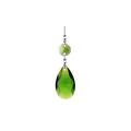 Faceted green crystal pendant with octagon bead and teardrop leaf for DIY lighting - Olive Green
