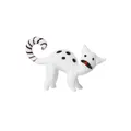 Figura decorativa de gato de cristal blanco con manchas negras y cola a rayas hecha a mano - Gato Blanco con Lunares (LSSJBJ589) / 75x19x42mm