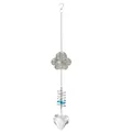 Dazzling crystal dog paw suncatcher with colorful beads and large heart-shaped prism pendant - Rhinestone Paw - Heart Pendant / Total Length 40.5cm