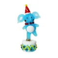 Figurine d'éléphant en verre bleu faite à la main avec bonnet de Noël rouge sur socle - Éléphant Tournant Bleu (LSSJBJ592)