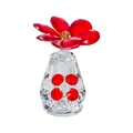 Elegant red and clear crystal flower ornament with faceted vase decoration. - Double Flower With Vase / 64x85mm