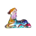 Handcrafted vibrant iridescent crystal horned elk animal figurine desk ornament. - Sitting Unicorn (Multicolor)