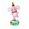 Figurine d'éléphant en verre rose faite à la main avec chapeau de fête rouge décor - Éléphant Tournant Rose (LSSJBJ592)