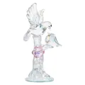 Detail macro view of an iridescent crystal ornament featuring two birds on a branch - Bird Father and Son on Branch (LSSJBJ535)