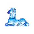Blue translucent crystal horse figurine reclining miniature glass animal sculpture - Sitting Unicorn (Medium Blue)