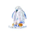 Figurine de manchot en cristal irisé avec son petit sur socle rond pour décoration d'intérieur - Pingouins Bleu Moyen / 70x78.6mm