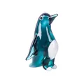 Statuetta di pinguino in vetro traslucido blu e bianco fatta a mano per decorazione casa - Pinguino / Verde Pavone