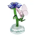Elegant crystal glass ornament featuring a pink butterfly and blue flower on a clear base - 68x99.5mm