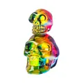 Lebendige handgefertigte schillernde Doppel-Totenkopf-Skulptur aus Glas für Halloween - Doppelte Totenköpfe Gestapelt (Typ B-1) / 59*74*103mm / Mehrfarbig