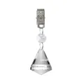 Peso decorativo para mantel de cristal facetado con clip de metal plateado pulido - Colgante de Bola Diamante de 30mm / Longitud aprox. 9cm