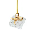Elegant crystal glass gift box Christmas tree ornament with matte golden bow tie - Gift Bag Pendant 3.5CM / With 30cm Cord