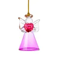 Décoration d'ange en verre coloré avec corps rose et cœur rouge pour sapin de Noël - Style Petit Ange / 30x55mm / Violet