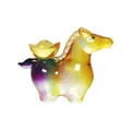 Luxus bunte Kristallglas Pferd Figur mit Gold Sycee Wohlstand Symbol für Dekoration - Pferd mit Münze / 80*26*60mm / Mehrfarbig