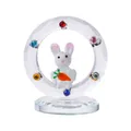 Crystal rabbit figurine with carrot in faceted circle ornament - Little Rabbit / 50x56mm