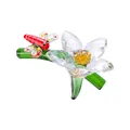 Élégante figurine de fleur en cristal faite main avec une coccinelle rouge sur tige verte - Libellule Fleur de Feuille / 89x57x44mm (55g)