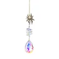 Halloween spider crystal suncatcher with iridescent teardrop prism in gold finish - Spider Style