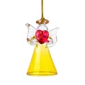 Exquis ange en verre artisanal avec cœur rouge pour la décoration de sapin de Noël - Style Petit Ange / 30x55mm / Or
