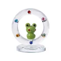 Crystal ring ornament with cute green frog and colored rhinestones for home decor - Frog / 50x56mm