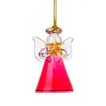 Ange en verre rouge suspendu avec étoile jaune pour décoration de Noël et jardin - Style Petit Ange / 30x55mm / Rouge