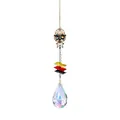 Halloween skull crystal suncatcher pendant with colorful gems and teardrop prism - Skull Style