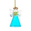 Magnifique ange en verre bleu fait main avec étoile dorée pour décoration de sapin de Noël - Style Petit Ange / 30x55mm / Bleu lac