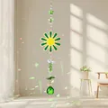Handgemaakte kristallen zonvanger met groene klaver kralen en zonne-hanger decor - Bloem (20 Bolletjesketting) / Kettinglengte 15cm