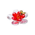 Faceted red and clear crystal flower figurine with a charming yellow ladybug detail - Red Flower Bee / 60*24.5mm