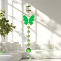 Prachtige groene kristallen zonnevanger met vlindermotief voor tuin en interieur decoratie - Vlinder (20 Bolletjesketting) / Kettinglengte 15cm