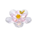 Elegant handcrafted faceted crystal pink flower figurine with a yellow snail ornament - Pink Flower Caterpillar / 60*24.5mm