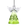 Handcrafted green glass angel hanging ornament with glitter swirls for Christmas tree - Green Angel / 62x78mm / Green