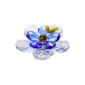 Handcrafted faceted blue and clear crystal flower figurine with a small yellow caterpillar - Blue Flower Caterpillar / 60*24.5mm